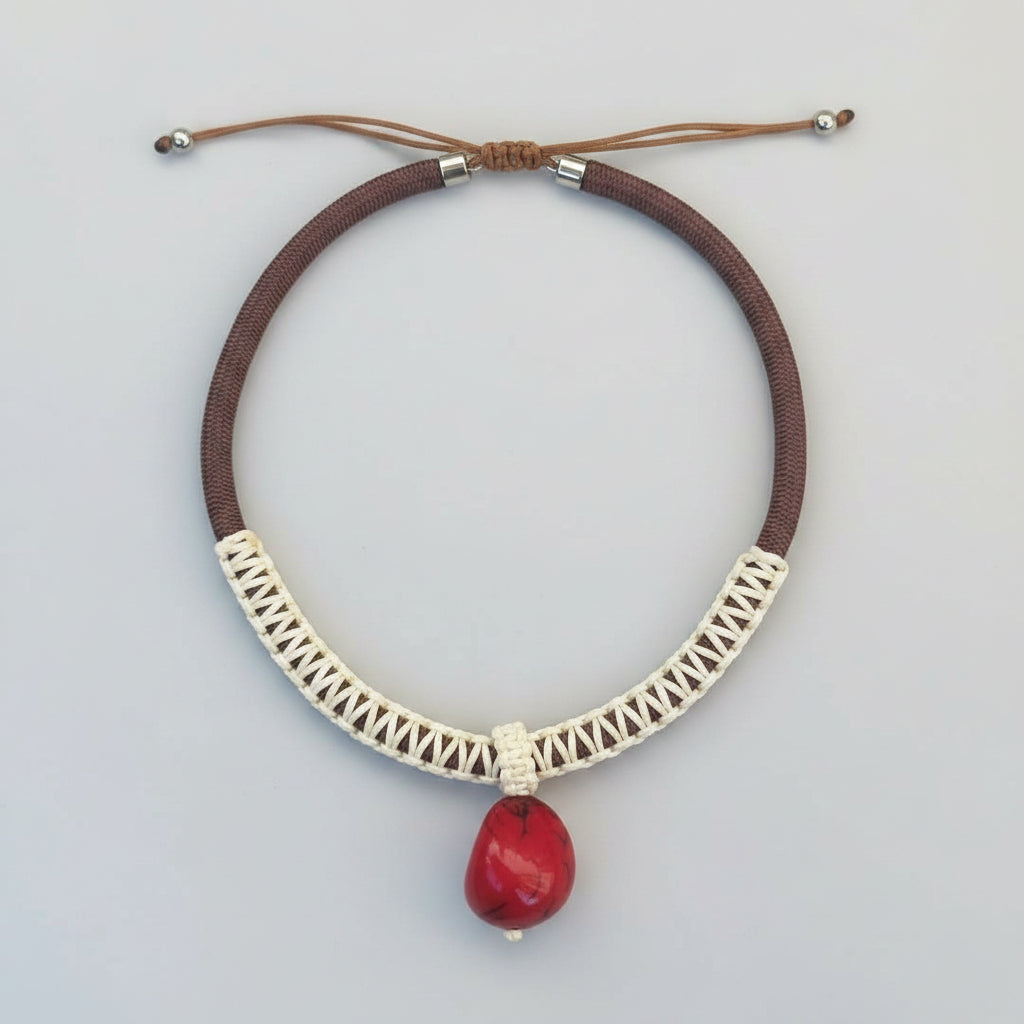 Collar Kwaleon · Cordón y Coral Rojo