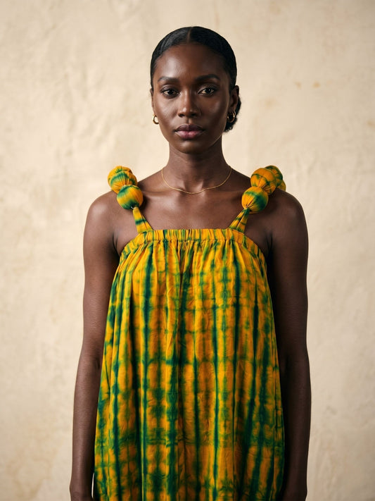 Vestido Kwaleónico · Tie-Dye Africano · Tirantes de Bolas