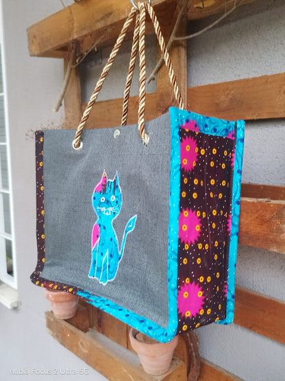 Bolso Kwaleon · Tote Bag Edición Felina (Gris/Azul)