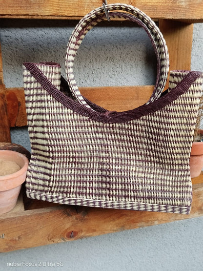 Bolso Mediano plástico reciclado (Beige/Granate)