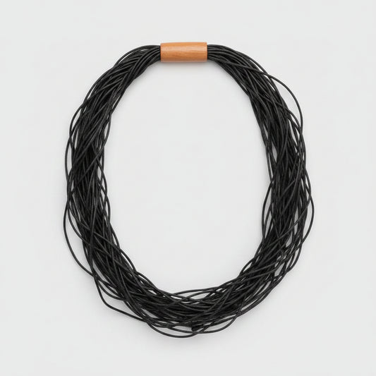 Collar de caucho Kwaleon · Multicordón Negro (cierre de madera)