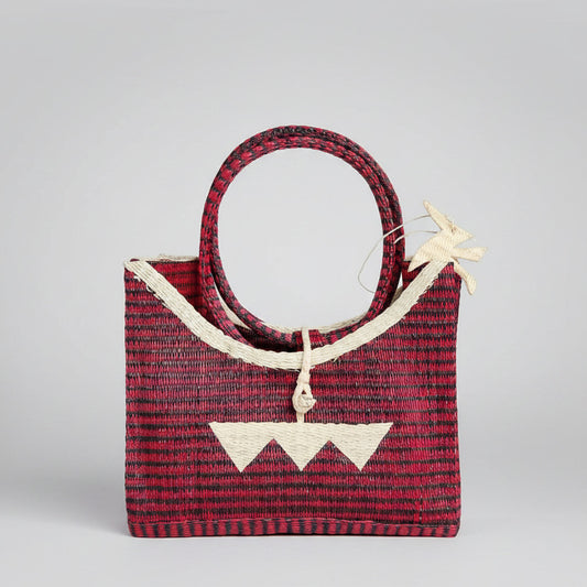 Bolso Mediano plástico reciclado (Rojo/beige)