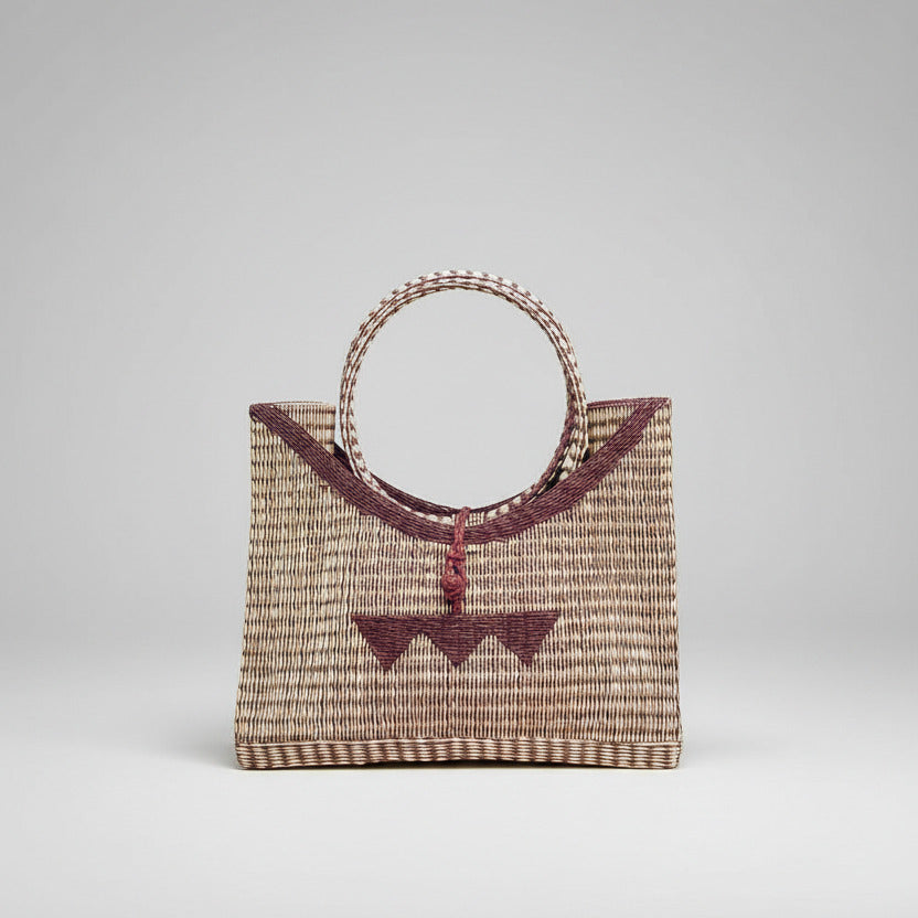 Bolso Mediano plástico reciclado (Beige/Granate)
