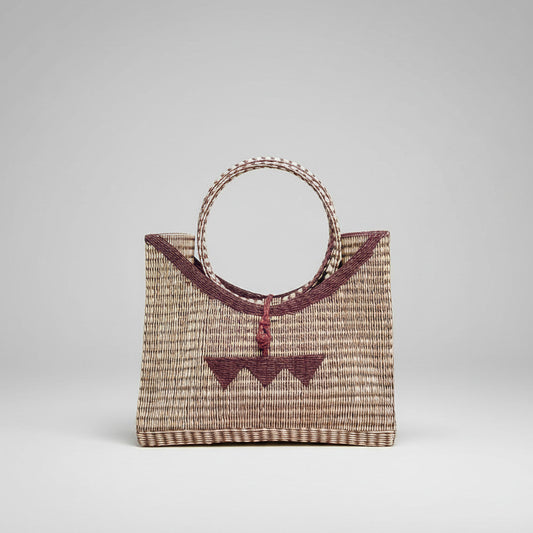 Bolso Mediano plástico reciclado (Beige/Granate)