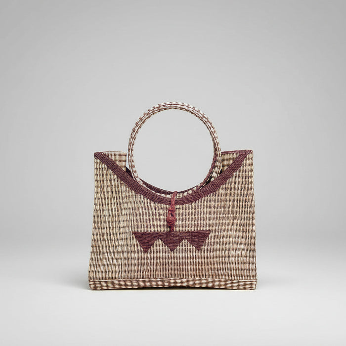Bolso Mediano plástico reciclado (Beige/Granate)