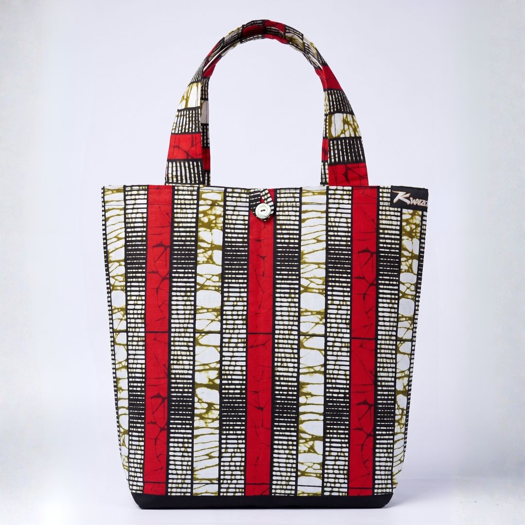 Bolso Tote Kwaleon - Wax Franjas Rojo