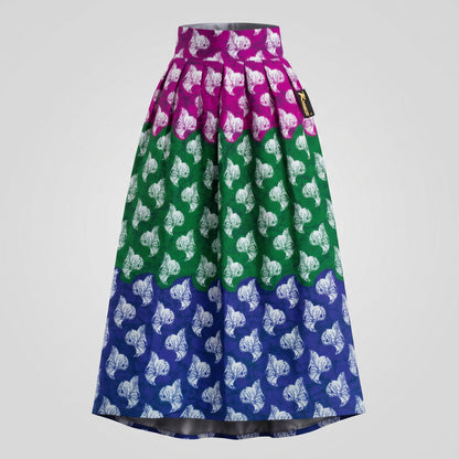 Falda Wax Kwaleon · Tricolor Fucsia, Verde & Índigo