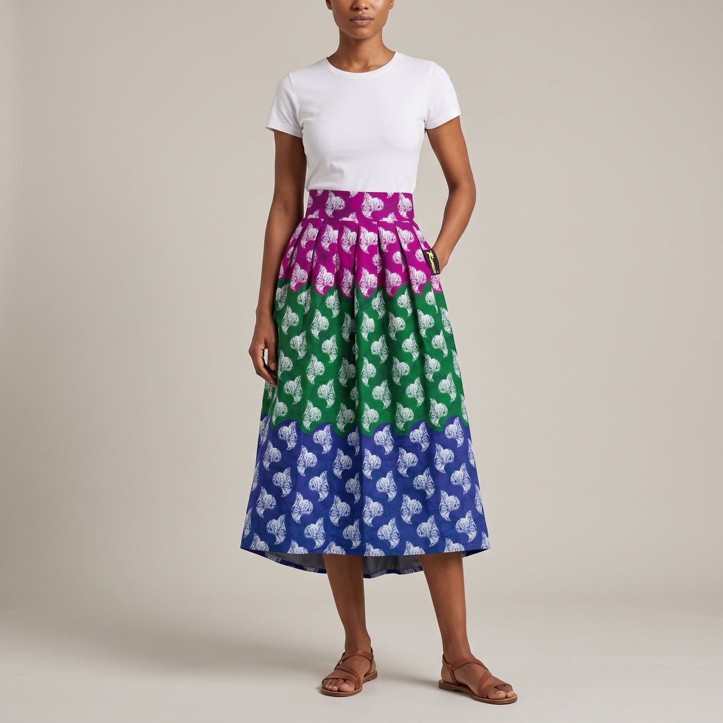 Falda Wax Kwaleon · Tricolor Fucsia, Verde & Índigo