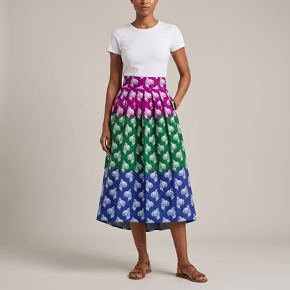 Falda Wax Kwaleon · Tricolor Fucsia, Verde & Índigo