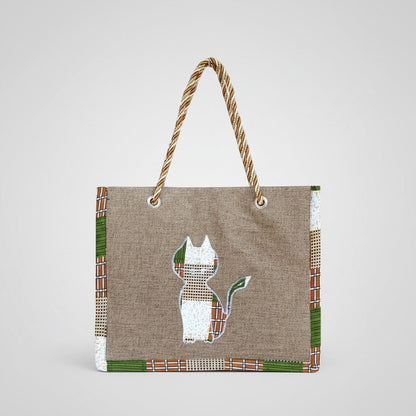 Bolso Kwaleon · Tote Bag Edición Felina (Arena/Blanco) - KWALEON