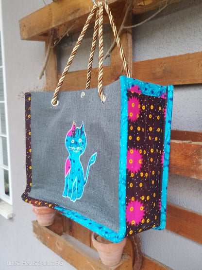 Bolso Kwaleon · Tote Bag Edición Felina (Gris/Azul) - KWALEON