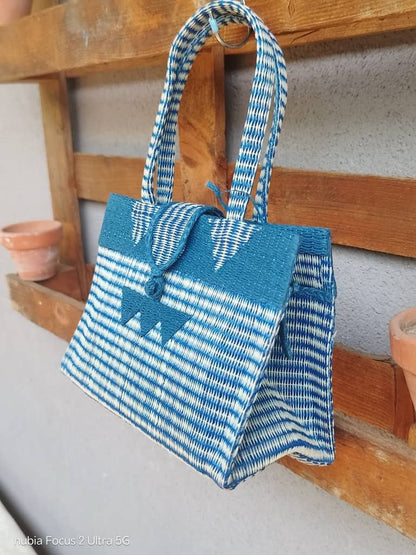 Bolso Mediano plástico reciclado (Azul) Recto - KWALEON