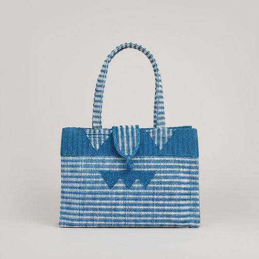 Bolso Mediano plástico reciclado (Azul) Recto - KWALEON
