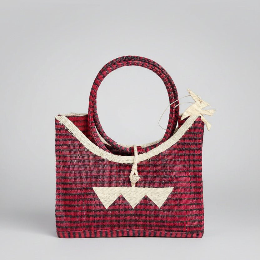 Bolso Mediano plástico reciclado (Rojo/beige) - KWALEON