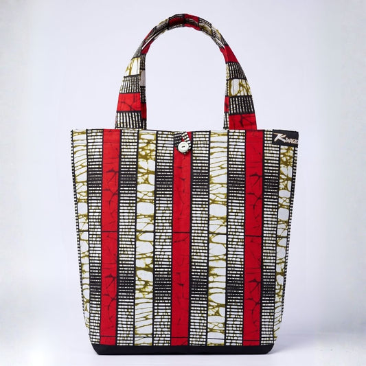 Bolso Tote Kwaleon - Wax Franjas Rojo - KWALEON