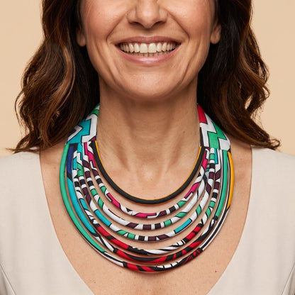 Collar babero multicapa- Estampado africano - KWALEON
