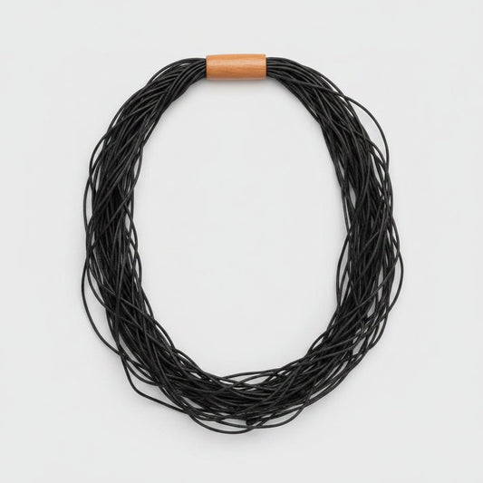Collar de caucho Kwaleon · Multicordón Negro (cierre de madera) - KWALEON