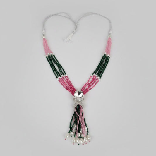 Collar Étnico Multihilo con Cristal y Borla – Hecho a Mano - KWALEON