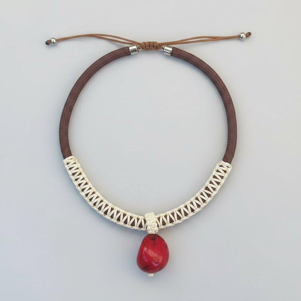 Collar Kwaleon · Cordón y Coral Rojo - KWALEON