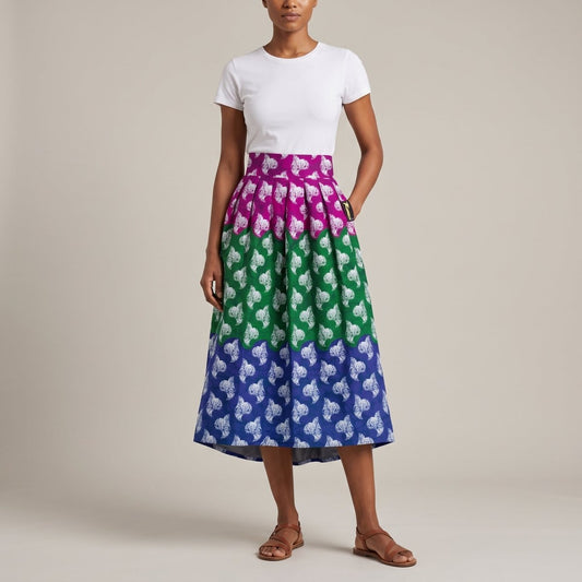 Falda Wax Kwaleon · Tricolor Fucsia, Verde & Índigo - KWALEON
