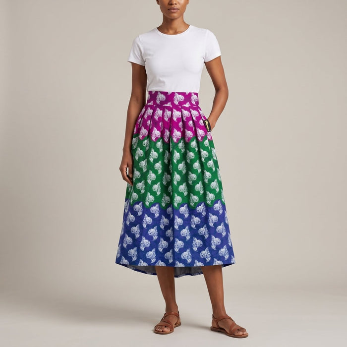 Falda Wax Kwaleon · Tricolor Fucsia, Verde & Índigo - KWALEON