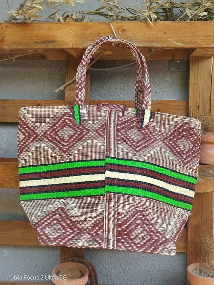 Tote Bag Africana XL – Plástico Reciclado Tejido a Mano (Trival) - KWALEON