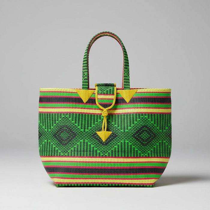 Tote Bag Africana XL – Plástico Reciclado Tejido a Mano (Verde/Kwaleon) - KWALEON